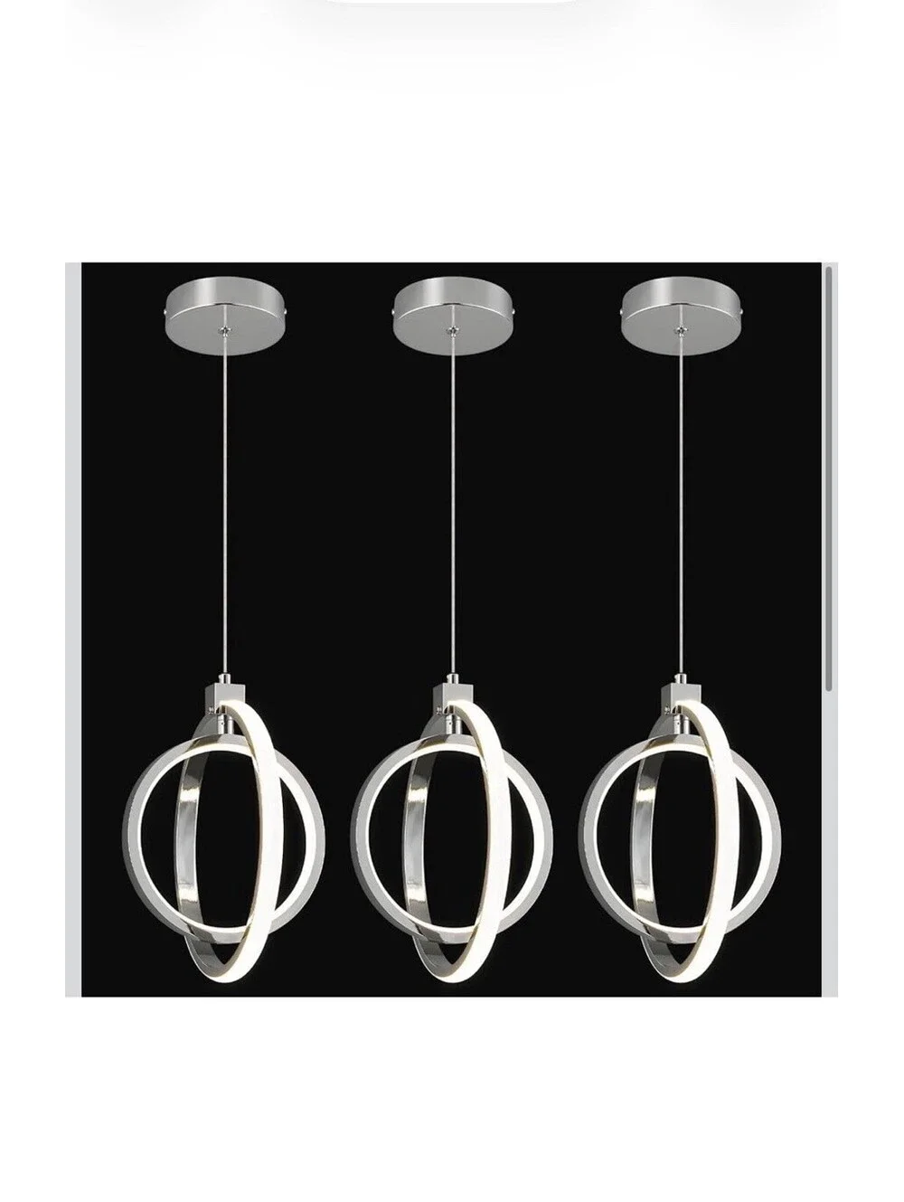 Modern Chrome 3 Pack LED Pendant Chandelier - New in Box